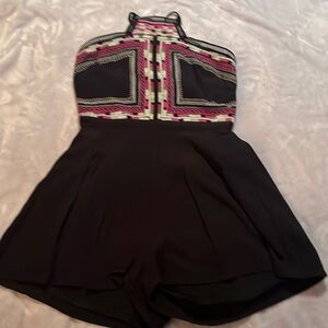 Embroidered backless romper